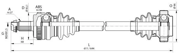 AKS MİLİ KOMPLE E 81/82/87/88/90/91/92/93 ARKA SOL